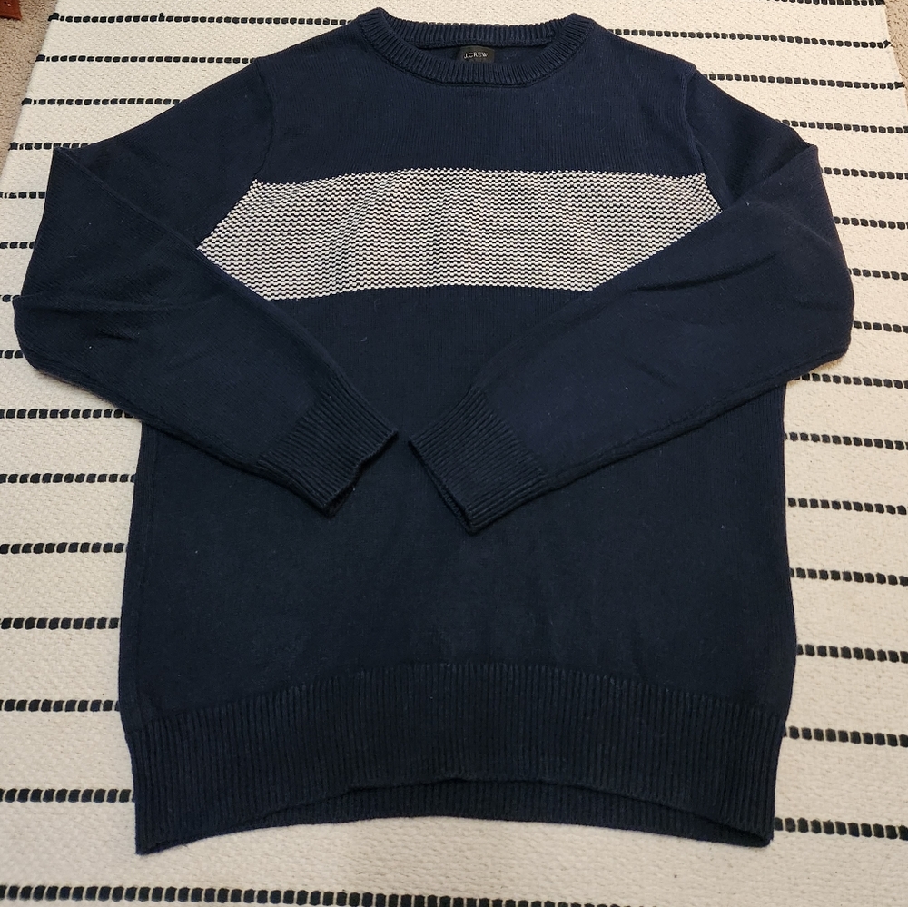 J.Crew crewneck cotton sweater jacquard stripe - Sz Small